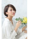 長めバングダークグレージュまとまるナチュラルショート/錦糸町