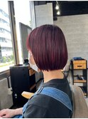 大人可愛い◎似合わせカットイメチェンレッドブラウンボブ