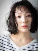 短めバングくせ毛風ルーズパーマ外ハネボブw上尾20代30代40代