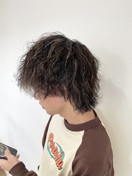 ヘアステーションフラット(HAIR STATION FLAT) 波巻きパーマ×マッシュウルフ