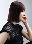 ◯薄めバング短めバングフェイスレイヤーカット切りっぱなしボブ