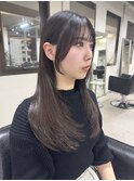 顔まわりレイヤー 艶カラー 暗髪 韓国風 髪質改善 福岡美容室