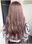 髪質改善カラー×ピンクベージュ