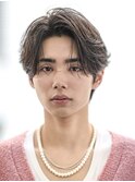 韓国マッシュカルマパーマコンマバングセンターパート黒髪ウルフ