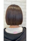 小顔レイヤーロブヘアウルフカットブリーチなしココアブラウン