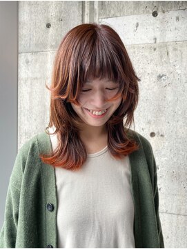 レイヤー　裾カラー　オレンジ