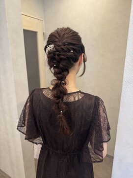 編みおろし/ヘアアレンジ/お呼ばれヘア/ロングアレンジ