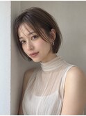 丸みショートボブ30代40代池袋髪質改善カラーケンニプモリ丸顔