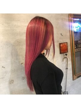 アティック ヘアーデザインアンドリラクゼーション(attic hair design&relaxation) ピンクパープル×ローライト×ベージュ×エクステ
