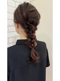 三つ編みアレンジ/お呼ばれヘア/ヘアアレンジ/ヘアセット/抜け感