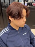 ブリーチなし赤髪韓国カルマセンターパート