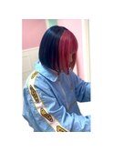 ツートーンカラー/ボブカット/ハイトーン/ピンクレッド/個性的