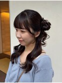 ハーフアップくるみちゃんヘア_暗めカラーグランマッシュ