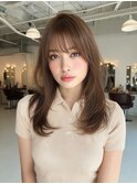 髪質改善/顔まわりレイヤー/キャラメルブラウン