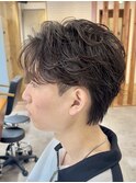 毛流れニュアンスパーマダークブラウン大宮フェザーウルフ眉毛