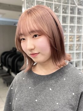 サンクプロジェクト(cinq PROJECT) 韓国風顔周りレイヤーカットミルクティーベージュブラウンカラー