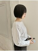 YOKE 切りっぱなしボブミニボブ髪質改善オリーブアッシュ艶髪