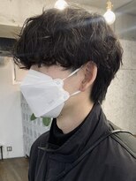 シャドウパーマ毛流れヘアメンズマッシュニュアンスパーマ原宿