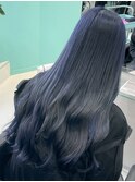 ネイビーブルー/インナーカラー/色落ちグレージュ/巻き髪