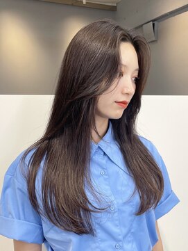 レイヤーカット_くびれヘアアプリコットオレンジ