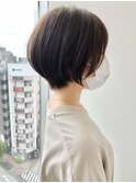 ショートボブ丸みショート白髪ぼかし