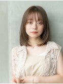 20代30代大人可愛いボブ/デザインカラー/オリーブベージュ