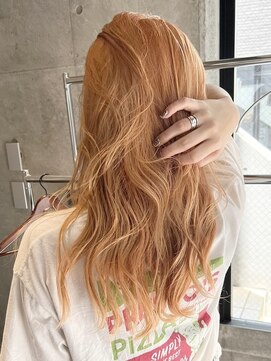 ツキ 横浜店(tuki) ダブルカラーオレンジベージュカラーケアブリーチレイヤーカット