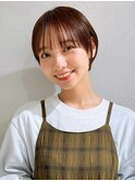 前髪あり耳掛け丸みくびれショートボブ20代30代40代50代（蘭）