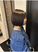 切りっぱなしボブ/アッシュカラー/透明感のあるカラー