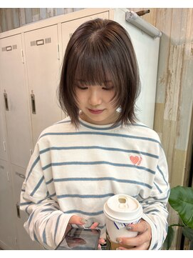 ネウィ 広島(newi) ショートウルフ/顔まわりレイヤー/ボブ/韓国/ブラウンベージュ