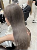 髪質改善イメチェンワイドバング美髪ハイトーングレージュカラー