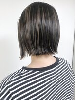 モリオフロムロンドン 原宿本店(morio from London) 【morio原宿】大人　切りっぱなしボブ　ハイライトカラー