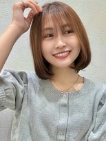 ステアケース 武蔵小杉店(stair:case)&nbsp;ナチュラルストレートボブ大人ガーリーカーキベージュ内巻きボブ