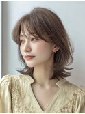 大人ミディアムレイヤー白髪ぼかし脱白髪染め30代40代50代60代
