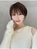 丸みショートボブ/カーテンバング/顔周りカット/ダークブルー