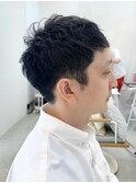 メンズアクティブショートビジネス黒髪マッシュ眉毛20代30代