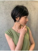 【石田勇士郎】黒髪毛先パーマ横顔美人ショート