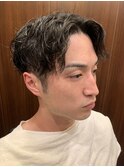 センターパートスパイラルパーマ