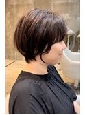 大人ショートヘアイルミナカラーグレーベージュ