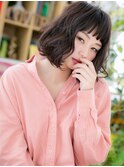 黒髪グレージュカラー前下がりボブc5戸田公園20代30代40代