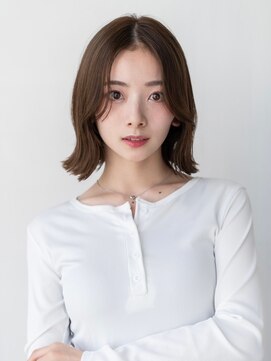 イオ 本厚木(io) 切りっぱなしボブくびれレイヤーかきあげ前髪卵型ピンクブラウン