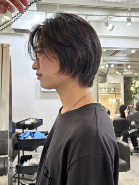 メゾンアクア 表参道(Maison ACQUA) =メンズボブ/ダークアッシュ/ニュアンスパーマ/メンズウルフ