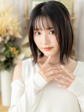 カバーヘア ブリス 戸田公園西口店(COVER HAIR bliss) 艶感ダークアッシュ切りっぱなしミディc6戸田公園20代30代40代