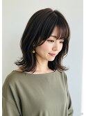 30代40代50代外ハネミディアムレイヤー髪質改善透明感カラー