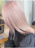 ダブルカラーピンクベージュベージュカラーケアブリーチレイヤー