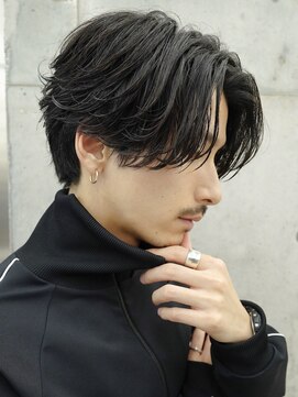 レタッチバイフィフス(RETOUCH by fifth) 原宿フェザーパーマニュアンスパーマメンズセンターパート30代