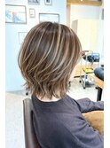 30代40代50代60代白髪ぼかしハイライトミディアムレイヤー