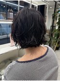 ボブパーマ大人かわいい地毛風カラーウェーブパーマミニボブ