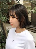 王道ボブ×オリーブベージュ