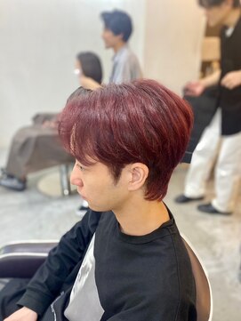 ソイクフ 四条大宮店(SOY-KUFU) soy-kufu】MEN'S HAIRマッシュショートヘアレッドカラー